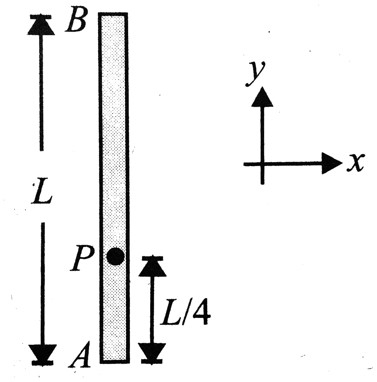 A uniform rod AB hinged about a fixed point P is initially vertical. The rod is released from vertical position. When rod is in horizontal position:      The acceleration of the centre of mass of the rod is