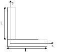 चित्र में दो समान लम्बाई L के परन्तु अलग-अलग पदार्थ से बने, पतले छड़ निर्देशांक अक्षो के अनुदिश रखा हुआ दिखाया गया है यदि उनके मलन बिंदु निर्देशांकों के मूल बिंदु पर हो तो छड़ों के इस निकाय का द्रव्यमान केंद्र हो सकता है -