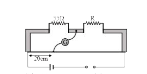 संलग्न चित्र में गैल्वेनोमीटर में शून्य विक्षेप वाली मीटर ब्रिज व्यवस्था प्रदर्शित है। अज्ञात प्रतिरोध R का मान है -