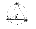 एक M द्रव्यमान वाले काल्पनिक ग्रह के तीन 'm' द्रव्यमान वाले चन्द्रमा, R त्रिज्या की वृत्तीय कक्ष में उसके चारों ओर घूम रहे है। सभी द्रव्यमान एक दूसरे से बराबर दूरी पर इस प्रकार स्थित है कि वो एक समबाहु त्रिभुज का निर्माण करते है। ज्ञात कीजिए- (i) निकाय की कुल स्थितिज ऊर्जा   (ii) इस निकाय को बनाए रखने के लिये चन्द्रमा का कक्षीय वेग