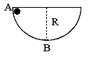 एक लघु ठोस गोला चित्र में दर्शाये अनुसार R त्रिज्या के एक बड़े स्थिर अर्द्धगोलीय प्याले के भीतर बिना फिसले लुढ़कता है। यदि गोला अर्द्धगोले के शीर्ष विन्दु पर से विराम से प्रारम्भ करता। है तो लघु गोले द्वारा अर्द्धगोले पर लगाया गया अभिलम्बवत बल ज्ञात कीजिये जब यह अर्द्धगोले के पैंदे B पर है।