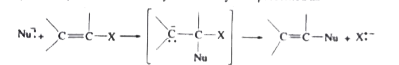 Nucleophilic displacement on a vinyl halide may be represented as       Which of the following vinyl halide is expected to follow this mechanism?