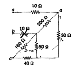 In the circuit shown in the fig. the equivalent resistance between a and b is  R(ab) and the equivalent between a and c is R(ac). Find the ratio R(ab): R(ac).