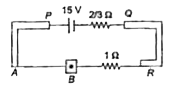 A thin uniform wire AB of unknown resistance is connected between points A and B. AP and QR are thick conducting stripes. A battery of unknown emf e and a galvanometer (with a sliding jockey connected to it) are available. Connections are to be made to find emf c, resistance of wire AB and length of AB.,The battery with galvanometer is connected between points A and B in two alternative way such that j ockey when passed on wire AB at distance 80 cm and 120 cm respectively from end A, galvanometer shows no deflection.       If one end of battery with galvanometer is connected to point R and jockey is pressed on AB at distance 180 cm from end A, the deflection in galvanometer is zero then find:   The emf of battery is epsilon=