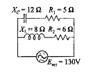 What is the amount of power delivered by the ac source in the circuit shown (in watts)