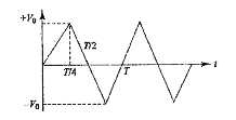 The voltage time (V -t) graph for triangular wave having peak value V0 is as shown in Fig.      The rms value of V in time interval from t =0 to T//4 is