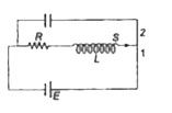 In the circuit shown in figure the switch S was initially at position 1. After sufficiently long time, the switch S was thrown from position 1 to position 2. The voltage drop across the resistor at that instant is