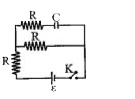 Initially the capacitor is uncharged, find the charge on the capacitor as a function of time, if switch is closed at t=0.