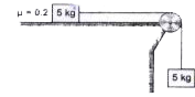 In the shown figure the magnitude of acceleration of centre of mass of the system is (g=10ms^(-2))