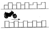 A road runs midway between two long parallel rows of buildings. A motorcyclist moving with a velocity of 36 kmh^(-1) sounds the horn and listens echo 1s after he sounded the horn. If velocity of sound is 330 ms^(-1), then the distance between two rows of buildings is