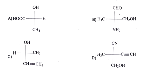 The following four compounds A,B,C and D have R or S configurations