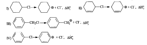 The decreasing order of enthalpies of reaction for producing carbocation is: