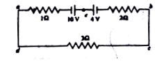 In the circuit shown in Fig., the magnitude and the direction of the flow of current, respectively, would be