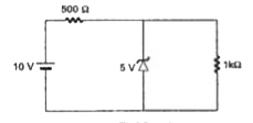 In the following circuit, the current flowing through 1kOmega resistor is: