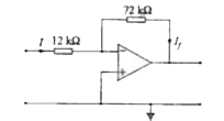 In the circuit shown in the diagram, the operational amplifier may be assumed to be ideal. The current in the 12 kOmega resistor is I.    What is the current I(f) in the 72 kOmega resistor?