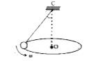 A conical pendulum consists of a simple pendulum moving in a horizontal circle as shown. C is the pivot, the centre of the circle in which the pendulum bob moves and omega  the constant angular velocity of the bob. If. vecL  is the angular momentum about point C, then