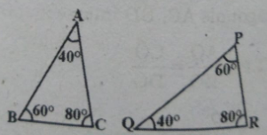 Area the triangle similar? IF so, name the criterion of similarity. Write the similarity relation in symbolic form.