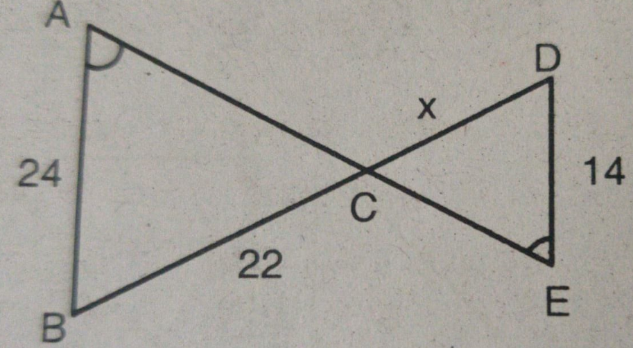 Explain why the triangle are similar and then find the value of x.