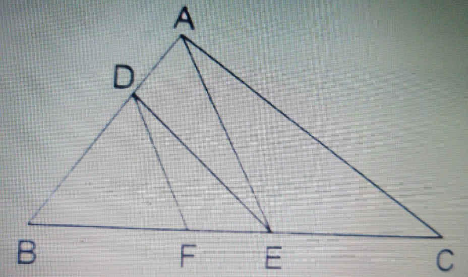 In the given figure,DE||AC and DF||AE. Prove that (BF)/(FE)=(BE)/(EC).