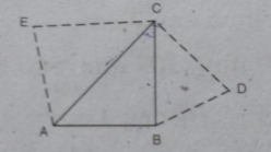 In the figure, DeltaABC is an isosceles triangle right angled at B. Two equilateral triangles are constructed with sides AC and BC. Then DeltaBCD=