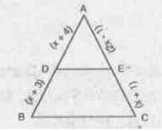 In the following figure, DE//BC then x=