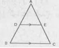 In the figure, D,E are mid-points of AB and AC then DeltaADE:squareBCED=