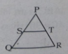 In the figure , in DeltaPQR,QR////ST, (PS)/(SQ)=3/5 and PR=28 cm then PT=……….cm.