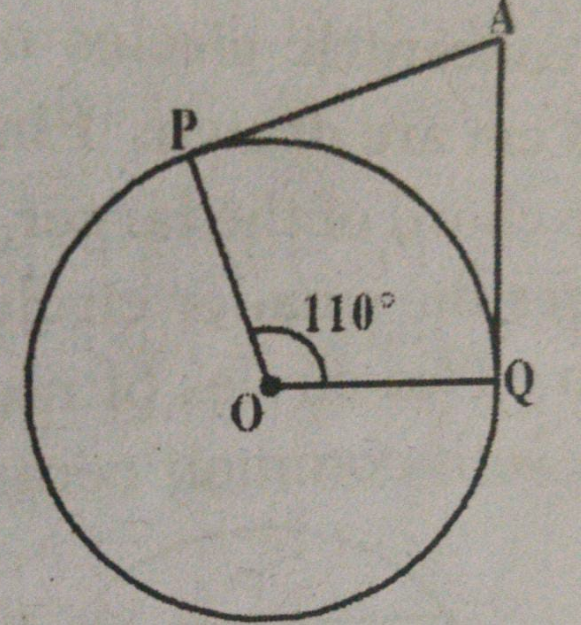 If AP and AQ are the two tangents a circle with centre O , so that  anglePOQ=110^(@),