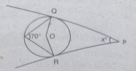 In the figure PQ and PQ and PR are tngnets to the circle with centre 'O' , then x = …….