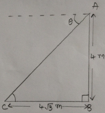The given figure shows the observation of point 'C' from point A. The angle of depression from A is