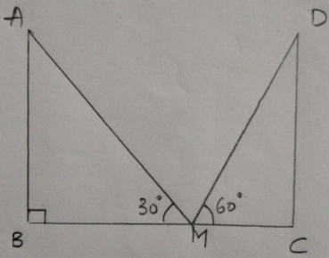 In figure given below, if AB=CD=10sqrt(3) m then BC=………….m.