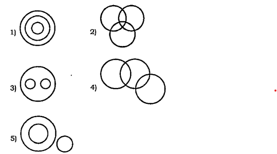 The four alternatives in each of the question, three alternatives are such that the three words in each are related among themselves in one of the five ways represented by 1),2),3),4) and 5) below while none of these relationships is applicable to the remaining alternative . That is your answer,