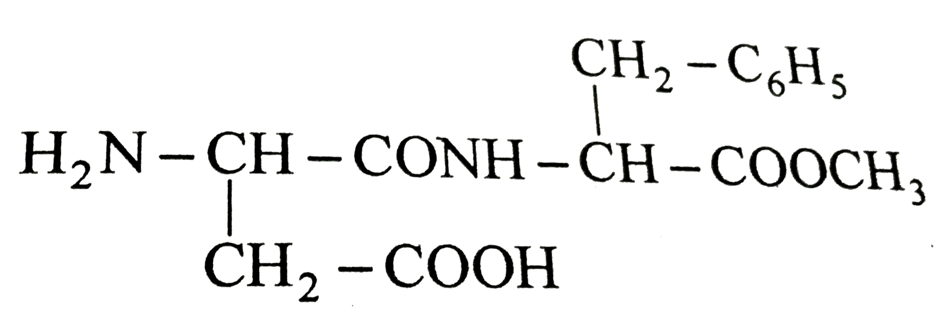 Aspartame, an artificial sweetener, is a peptide and has the following structure:   (i). Identify the four functional groups.   (ii). Write the zwitterionic structure.   (iii). Write the structures of the amino acids obtained from the hydrolysis of aspartame.   (iv). Which of the two amino acids is more hydrophobic?