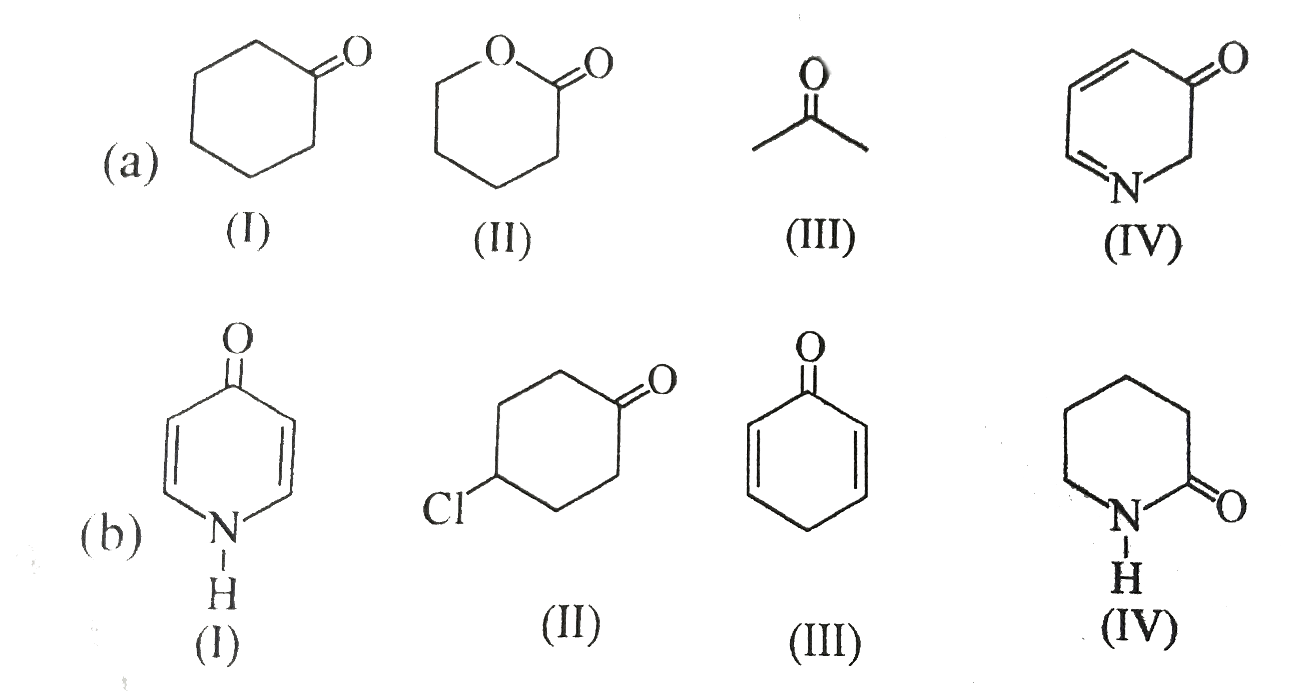 In each of the following sets of compounds write the decreasing order of % enol content