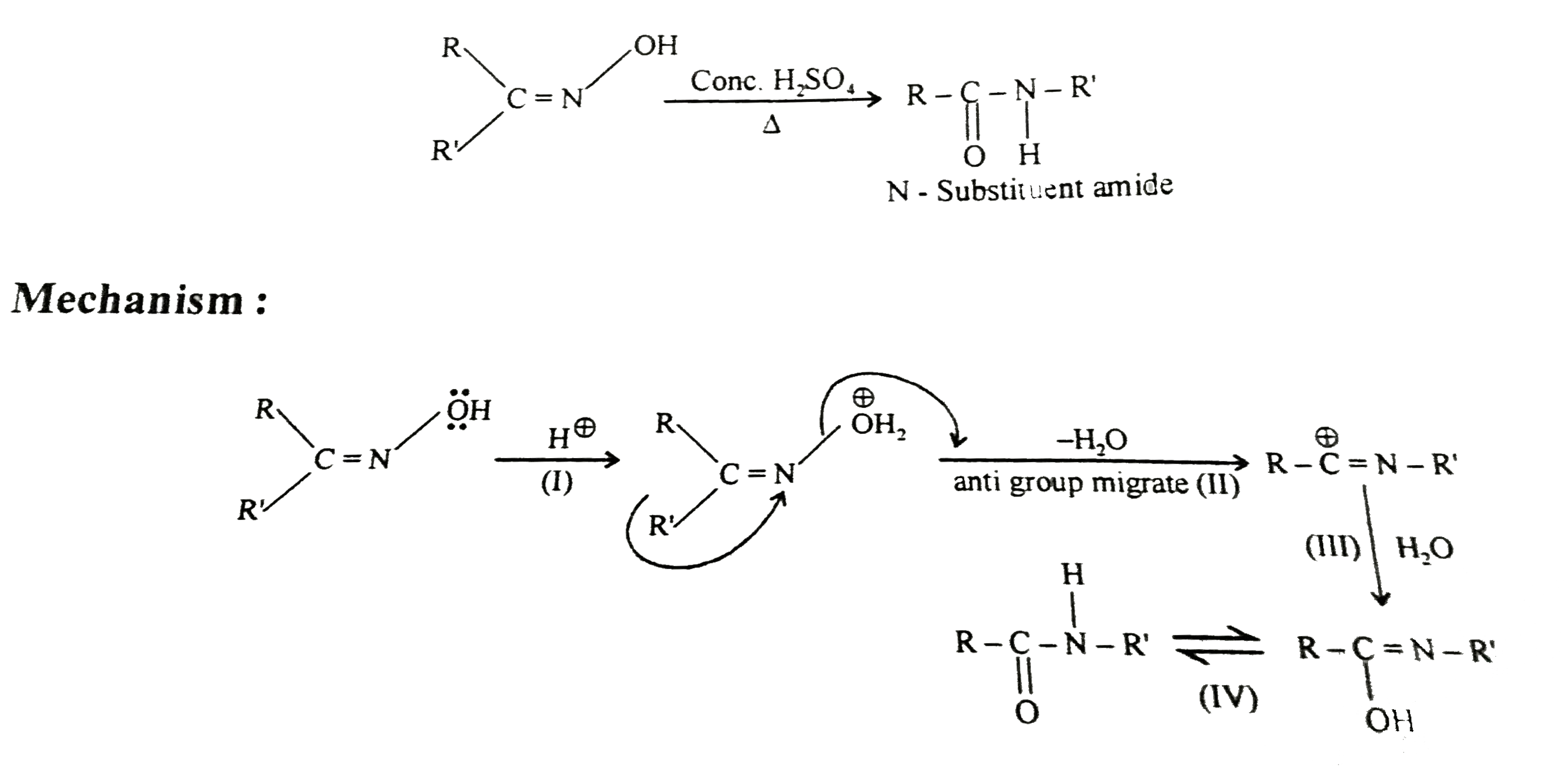 Ketoxine when heated with certain reagents undergoes rearrangement to form amides. This  is known as Beckmann's rearrangement.         Find out slowest step of the reation :