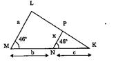 Express 'x' in terms of a, b and c in the following figure.