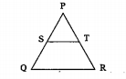 In the adjacent figures, S and T are points on the sides PQ and PR respectively of triangle PQR such that PT = 2cm, TR = 4cm and ST||QR. Find the ratio of the areas of triangle PST and triangle PQR.