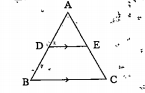 In the figure, D,E are mid-points of AB and AC then triangle ADE: square BCED=