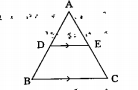 In the figure, D,E are the midpoints of the sides AB and AC. If DE = 4 cm, then BC =