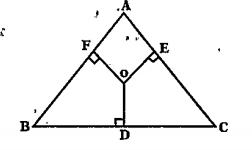 O' is any point in the interior of a triangle ABC. OD bot BC, OE bot AC and OF bot AB, Show that   OA^2 + OB^2 + OC^2 overset(~)n OD^2 overset(~)n OF^2 = AF^2 + BD^2 + CE^2
