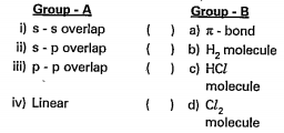 Choose the correct answer for the following matching :