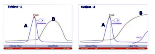To answer the questions, study the graphs below for Subject 1 and 2 showing differentlevels of certain hormones.       Subject 2 has higher level of hormone B, which is