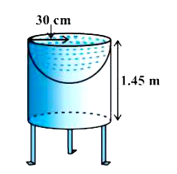 Ramesh made a bird-bath for his garden in the shape of a cylinder with a hemispherical depression at one end. The height of the cylinder is 1.45 m and its radius is 30 cm. Find the total surface area of the bird-bath.
