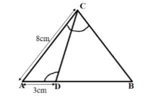 In the given figure, angleACB=angleCDA, AC=8cm , AD=3cm, then BD is