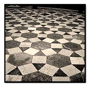 A tiling or tessellation of a flat surface is the covering of a plane using one or more geometric shapes, called tiles, with no overlaps and no gaps. Historically, tessellations were used in ancient Rome and in Islamic art. You may find tessellation patterns on floors, walls, paintings etc. Shown below is a tiled floor in the archaeological Museum of Seville, made using squares, triangles and hexagons.        A craftsman thought of making a floor pattern after being inspired by the above design. To ensure accuracy in his work, he made the pattern on the Cartesian plane. He used regular octagons, squares and triangles for his floor tessellation pattern      Use the above figure to answer the questions that follow:    (i) What is the length of the line segment joining points B and F?   (ii) The centre ‘Z’of the figure will be the point of intersection of the diagonals of quadrilateral WXOP. Then what are the coordinates of Z?   (iii) What are the coordinates of the point on y axis equidistant from A and G?