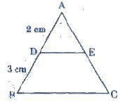 In figure, DE||BC, AD=2 cm and BD=3cm, then ar (DeltaABC) : ar (DeltaADE), is equal to