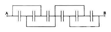 In the given network all capacitors used are identical and each one is of capacitance C. Which of the following is the equivalent capacitance between the points A and B ?