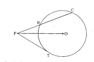 In the figure given above, PT is a tangent to a circle of radius 6 cm. If P is at a distance of 10 cm from the centre O and PB = 5 cm, then what is the length of the chord BC ?