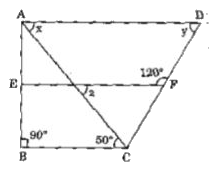 In the figure  given above,  AB CD trapezium. EF is parallel to AD and Angle y is equal to: