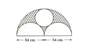 In the figure given below, the diameter of bigger semicircle is 108 cm. What is the area of the shaded region ?